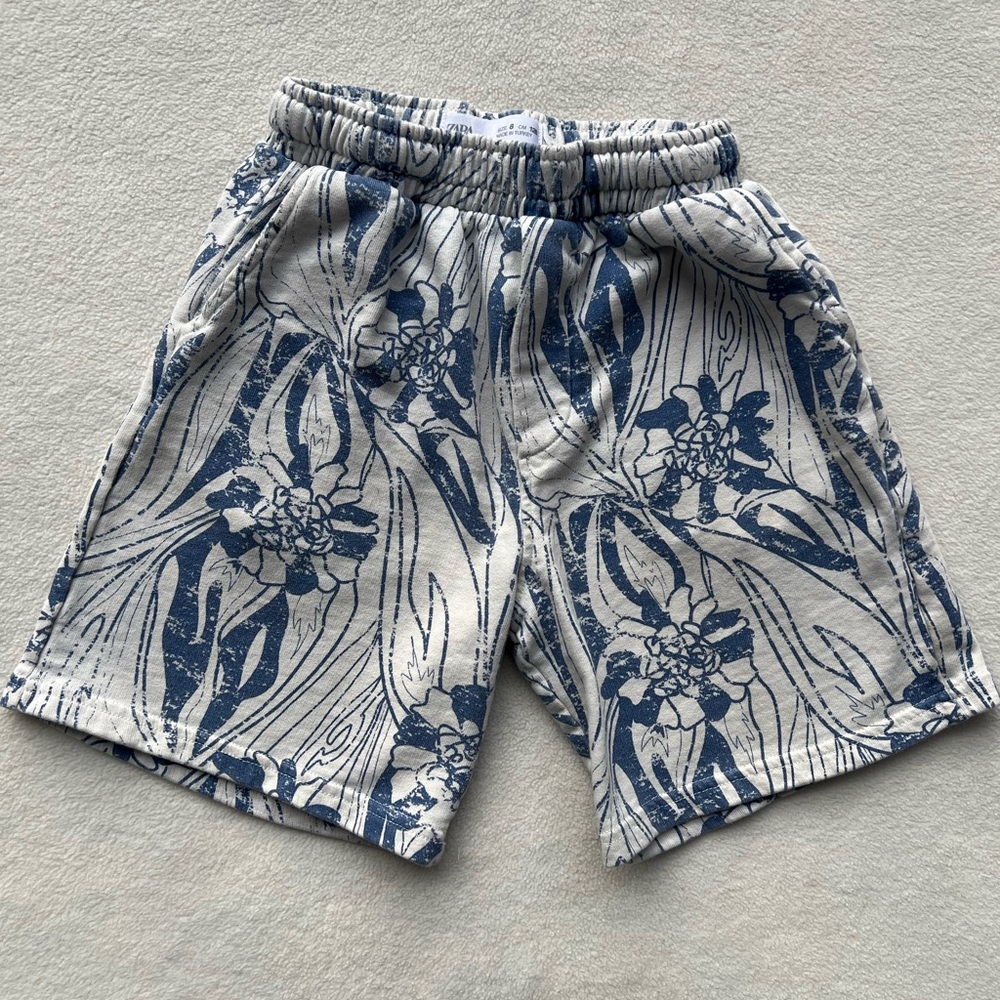 Zara Blue Floral Print Kids Shorts